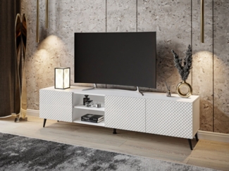 ALLHOUSE24 Lowboard PALERMO Sideboard Hochglanz gefräst, Metallfüße in 3 Farben, Breite 195 cm