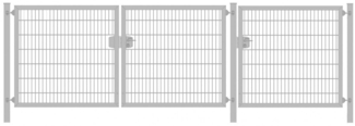 Premium Plus Einfahrtstor 6/5/6 (3-flügelig) Verzinkt Doppelstabmatte Breite 500 cm (1,75m/ 1,75m/ 1,5m) x Höhe 100 cm