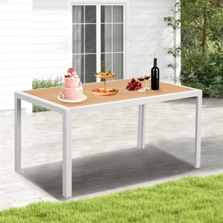MeXo Esstisch Gartentisch für 4-6 Personen (Bistrotisch, Terassentisch, 1-St, 140 x 80 x 70 cm), Polywood Tischplatte, Aluminium-Rahmen, wetterfest