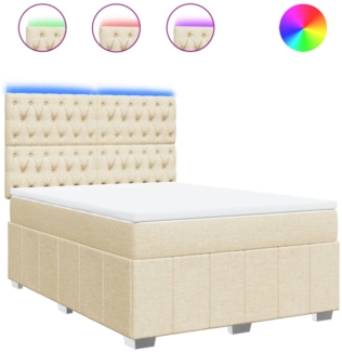 vidaXL Boxspringbett mit Matratze Creme 140x200 cm Stoff 3294003