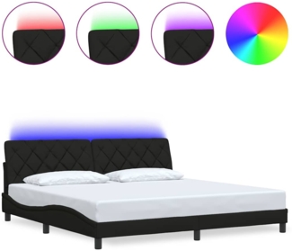 vidaXL Bettgestell mit LED ohne Matratze Schwarz 200x200 cm Stoff 3310694