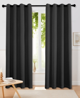 Simloveve Vorhang Gardinen Wohnzimmer Lärmschutz Thermogardine Super Dicke, blickdicht, Polyester, 2er-Set, einfarbig, modern, pflegeleichte Mikrofaser 260g/m²