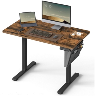 Songmics Höhenverstellbarer Schreibtisch elektrisch, 60x140 x (72-120) cm, Verstellbarer Tisch, Memory-Funktion für 4 Höhen, für Homeoffice, Arbeitszimmer, vintagebraun