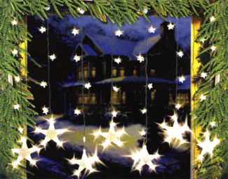 LED Lichtervorhang Sternenvorhang Lichterkette Sterne Deko ~ 7 große, 32 kleine Sterne