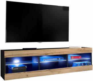 Stylefy Azara Lowboard Schwarz Wotan Eiche ohne LED-Beleuchtung