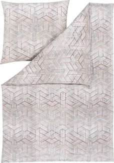 Mako-Satin-Bettwäsche Joaquin 155 x 220 cm / BEGROS - Sonderessins - F/S 2025 SOPO, Baumwolle, Grau, Orange