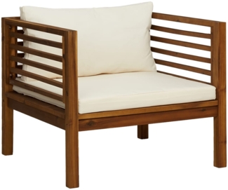 vidaXL Gartenstuhl mit Cremeweißen Kissen Massivholz Akazie 316294