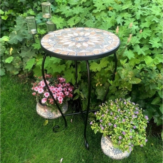 K&L Wall Art Blumenhocker Mosaiktisch Pflanzenhocker Blumentreppe Blumenhocker Mosaik Garten, Naturstein Mosaik Tischplatte