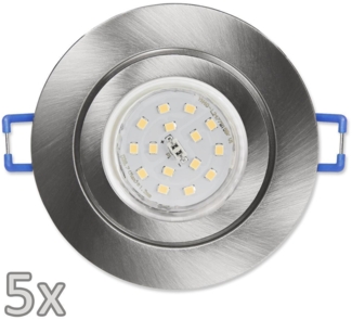 Einbauleuchten-Set McShine, 5xRahmen, 5xLED-Strahler, GU10, 5W, 500lm, Edelstahl