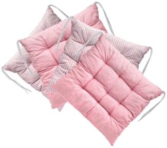 LILENO HOME Stuhlkissen - Wende Sitzkissen für Gartenstuhl oder Küchenstuhl 40 x 40 x 6 cm, Bequeme Indoor u. Outdoor Stuhlauflage als Stuhl Kissen Rosé