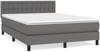 vidaXL Boxspringbett mit Matratze Grau 140x200 cm Kunstleder 3141129