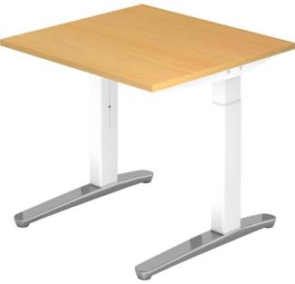 'XB08' Schreibtisch C-Fuß 80x80 cm Buche Weiß, poliert
