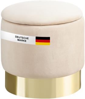 Albatros Hocker mit Stauraum Nizza Sitzhocker mit Stauraum, Modernes Design, Edler Samt-Bezug Sitztruhe Sitzbank mit Stauraum  optimal als Fußhocker Hocker Schminktisch, Beige