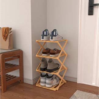 JEOBEST Schuhregal Faltbares Schuhregal aus Bambus Organizer Platzsparend, Regal für Deko, (4/5/6/7 Ebenen) Schuhregal schmal, Küchenregal, 25x25cm