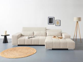 COTTA Ecksofa Orion L-Form, mit Recamiere, inkl. verstellbaren Kopfstützen und 3 Kissen