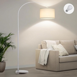 Daskoo LED Stehlampe Standleuchte Leselampe,inklusive Leuchtmittel,Höhenverstellbar,Weiß, LED wechselbar, Warmweiß, LED wechselbar, Warmweiß 3000K, Stehlampe