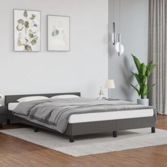 vidaXL Bettgestell mit Kopfteil ohne Matratze Grau 140x190 cm 347499