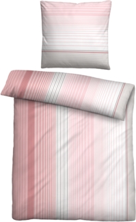 Traumhaft Schlafen  Castell  Markenbettwäsche 0560949 Mikrofaser Bettwäsche LÄNGSSTREIFEN, hellrosa, 1x 155x220 cm + 1x 80x80 cm
