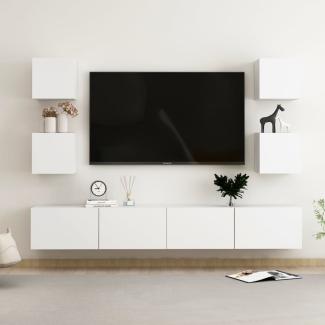 vidaXL 6-tlg. TV-Schrank-Set Weiß Spanplatte [3078663]