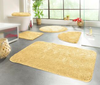 KiNZLER Badematte Chaozhou, Höhe 20 mm, rutschhemmend beschichtet, fußbodenheizungsgeeignet, Polyester, rund, Badteppich, Uni Farben, weich, als rechteckig, rund & Set erhältlich