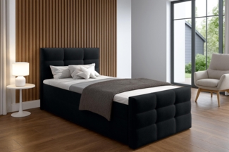 AX LIVING Bett mit Bettkasten 120x200cm Argentaro Boxspringbett schwarz