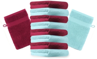 Betz Waschhandschuh 10 Stück Premium 16x21 cm Farbe dunkelrot und türkis, Baumwolle (10-St)