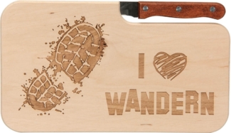 neuetischkultur I Love Wandern Frühstücksbrettchen mit Messer