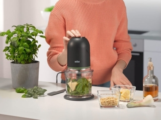 Braun CH3011BK MultiPractic 3 Zerkleinerer mit 4 Klingen aus Edelstahl, One Push