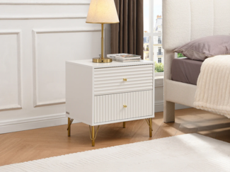 Vente-unique - Set aus 2 Nachttischen mit 2 Schubladen – Weiß – LOUREO