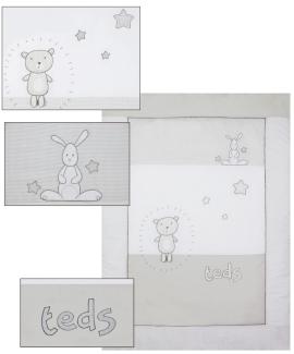 Belily 'Teddy-Teds' Krabbeldecke 100x135 cm creme/weiß/grau