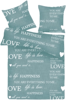 Bettwäsche-Set (135x200cm) - Renforce Love Happiness