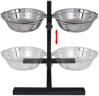 vidaXL Napfständer Futternapf höhenverstellbar, Edelstahl / Stahlrohr silber / schwarz, 2 x 4,1L