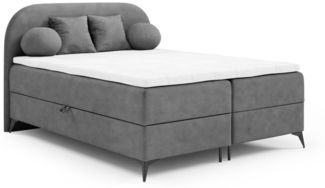 Boxspringbett Schlafzimmerbett GORGIA 140x200cm Stoff Jasmin Grau