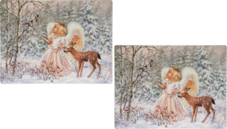 Myflair Möbel & Accessoires Platzset Engel mit Reh, Weihnachtsdeko, (Set, 4-St), Kork