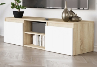 Home Collective TV-Schrank Lowboard Fernsehschrank mit 2 Türen und 1 Einlegeboden​ 120 x 40 x 36 cm, Sonoma Mix Weiß​