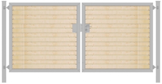 Einfahrtstor Premium (2-flügelig) mit Holzfüllung waagerecht symmetrisch verzinkt B:500 cm H:180 cm