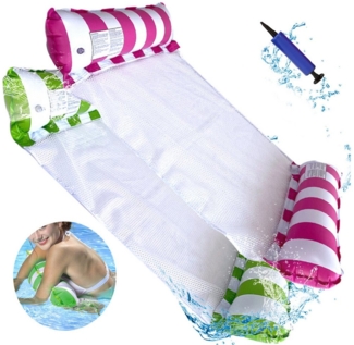 Mutig Luftmatratze Wasserhängematte, 2 Stück luftmatratze Netz Erwachsene Schwimmsessel, (Luftmatratzen Wasserliege Spielzeug, mit 2 Luftpumpe, Große Lastkapazität, Kompakt & Tragbar, für Pool und Strand)