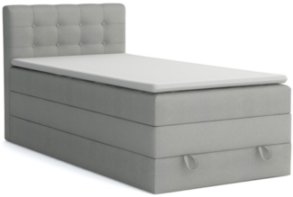 Deine Möbel 24 Boxspringbett Polsterbett Komplettbett Hotelbett JUNG 1 inkl. Topper (für Jugendliche Jugendbett Hellgrau Grau Anthrazit Schwarz Beige, Bonellfederkernmatratze H3 Taschenfederkernmatratze H4), 90x200 100x200 120 cm Einzelbett Boxspring H...