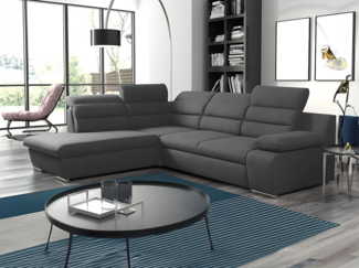 Vente-unique - Ecksofa mit Schlaffunktion PYLOS - Anthrazit - Ecke Links