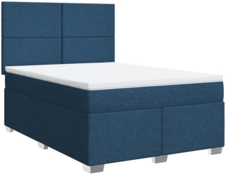 vidaXL Boxspringbett mit Matratze Blau 140x200 cm Stoff 3290510