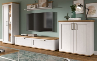 Wohnwand 4-teilig Mirano in weiß Lärche Landhaus 336 cm