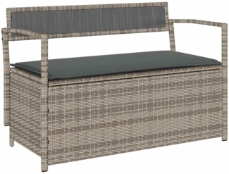 vidaXL Gartenbank mit Stauraum und Kissen Grau Poly Rattan 4103838
