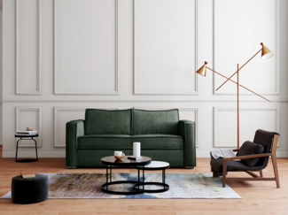 Vente-unique - Schlafsofa mit Matratze 4-Sitzer - Cord - Tannengrün - Liegefläche mit Lattenrost mit breiten Latten 160 cm - Matratze 22 cm mit Memory Schaum - LORETO