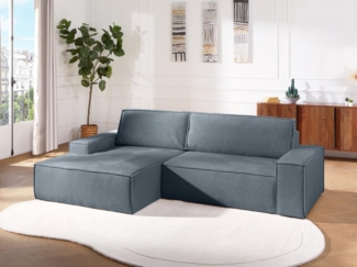 Vente-unique - Ecksofa mit Schlaffunktion - Ecke links - Strukturstoff - Blau - AMELIA