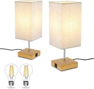 Nettlife Nachttischlampe Nachttischlampe touch dimmbar mit Ladefunktion USB, mit Ladefunktion USB, LED wechselbar, für Schlafzimmer kinderzimmer Bedside