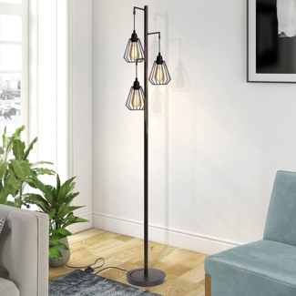 ZMH Stehlampe Wohnzimmer Vintage Stehlampe Schwarz - Vintage E27 Design Industrielle Stehlampe 163CM Metall Schlafzimmer Stehlampe