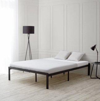 Metallbett 140x200 cm Schwarz Doppelbett Futonbett Bett Bettgestell Lattenrost Gästebett Jugendbett