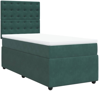 vidaXL Boxspringbett mit Matratze Dunkelgrün 90x190 cm Samt 3292229
