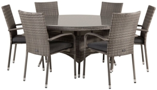 ebuy24 Garten-Essgruppe Volta Gartenset Tisch Ø150cm und 6 Stühle Anna gra, (7-tlg)