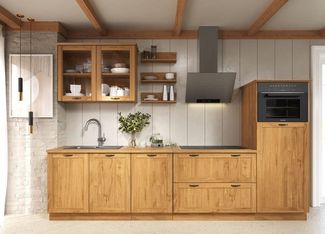 Home affaire Küchenzeile Teramo, (Set), Breite 315 cm, Kiefer massiv, mit Arbeitsplatte